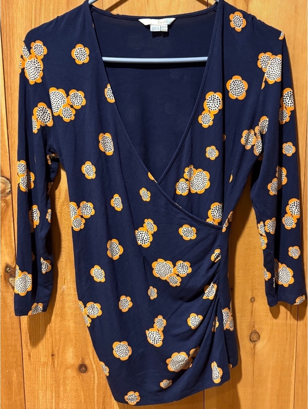 Boden Women's Navy Blue Floral Wrap Top Size UK 12 / US 8R